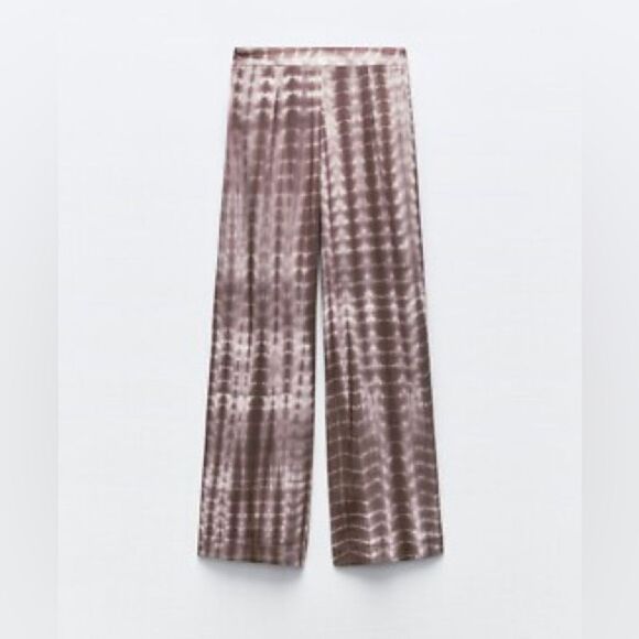 ZARA NWT Tie Dye Linen Wrap Pants Womens Large Wide Leg Lagenlook Boho Beachy - Picture 11 of 16